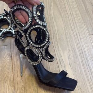Stunning Black Heels with Crystal Embellishments